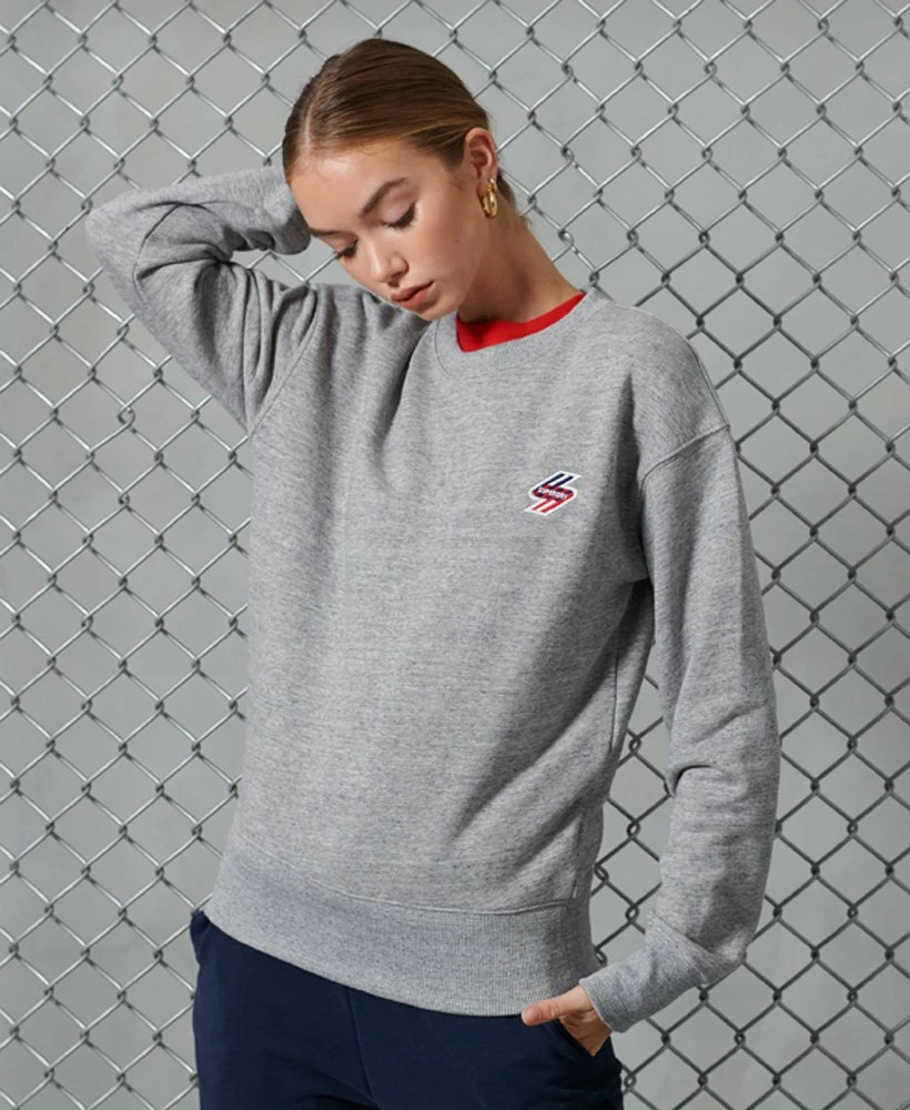 SUPERDRY Sportstyle Crew Sweatshirt Grey Slub Grindle 2 SUPERDRY Sportstyle Crew Sweatshirt Grey Slub Grindle - Image 2