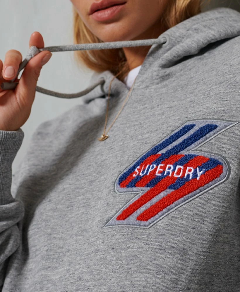 SUPERDRY Sportstyle Graphic Hoodie Grey Slub Grindle 4 SUPERDRY Sportstyle Graphic Hoodie Grey Slub Grindle - Image 4