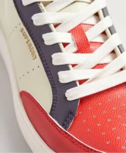 SUPERDRY Vegan Basket Lux Low Trainers White/aqua/blue