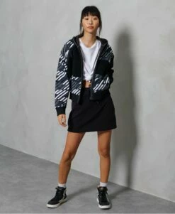 SUPERDRY Sportstyle Energy Rib Sherpa Zip Hoodie Black Aop