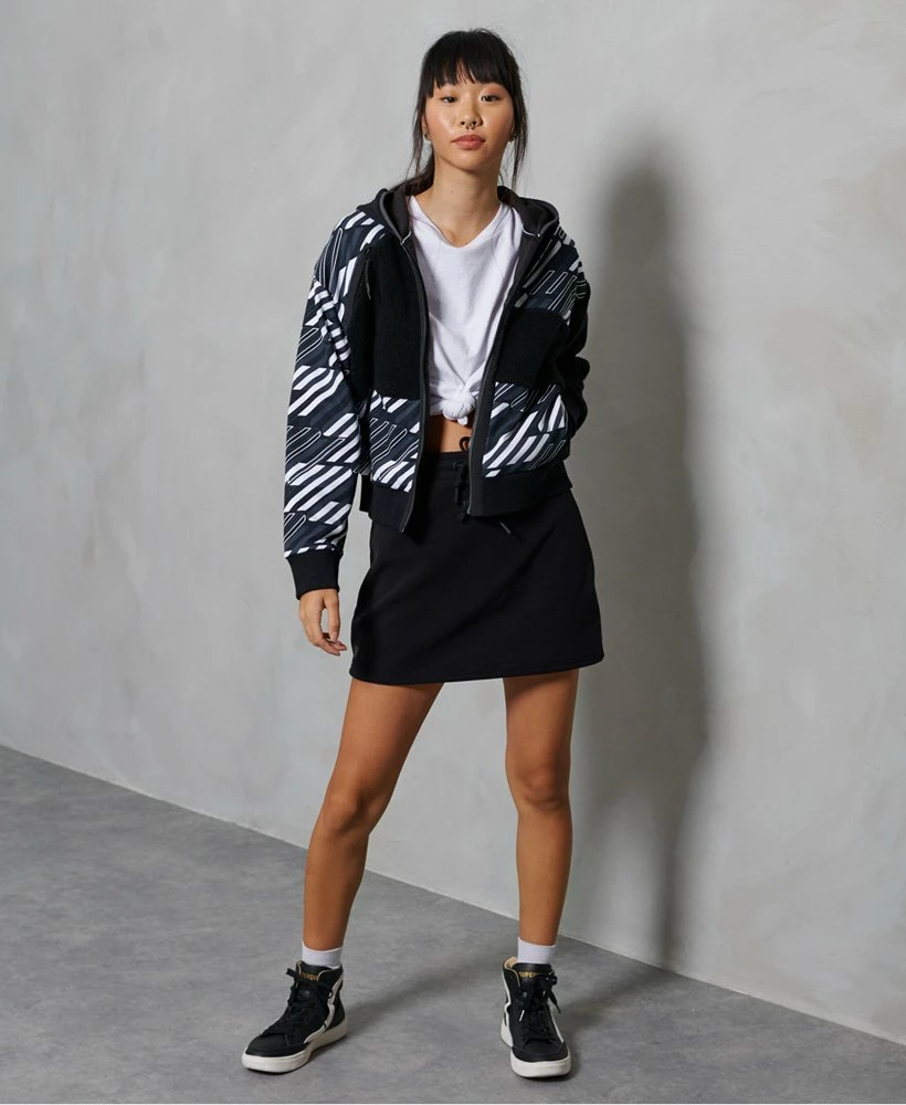 SUPERDRY Sportstyle Energy Rib Sherpa Zip Hoodie Black Aop 1 SUPERDRY Sportstyle Energy Rib Sherpa Zip Hoodie Black Aop