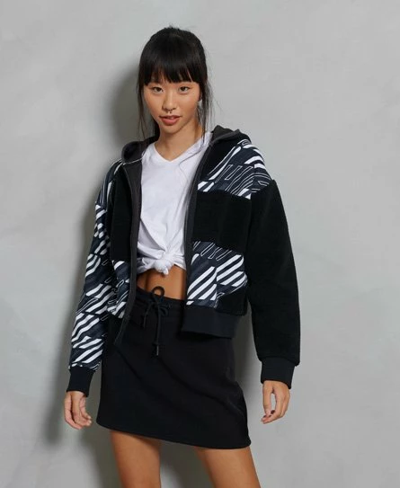 SUPERDRY Sportstyle Energy Rib Sherpa Zip Hoodie Black Aop 6 SUPERDRY Sportstyle Energy Rib Sherpa Zip Hoodie Black Aop - Image 6