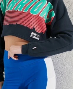 SUPERDRY Franchise Cropped Batwing Crew Sweatshirt Black -Sportswear Sales 2022 upload9223368955665781527