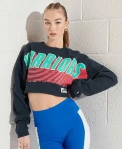 SUPERDRY Franchise Cropped Batwing Crew Sweatshirt Black -Sportswear Sales 2022 upload9223368955665781530