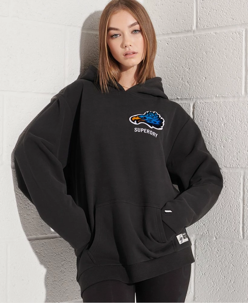 SUPERDRY Modern Franchise Oversized Hoodie Grey Marl 2 SUPERDRY Modern Franchise Oversized Hoodie Grey Marl - Image 2