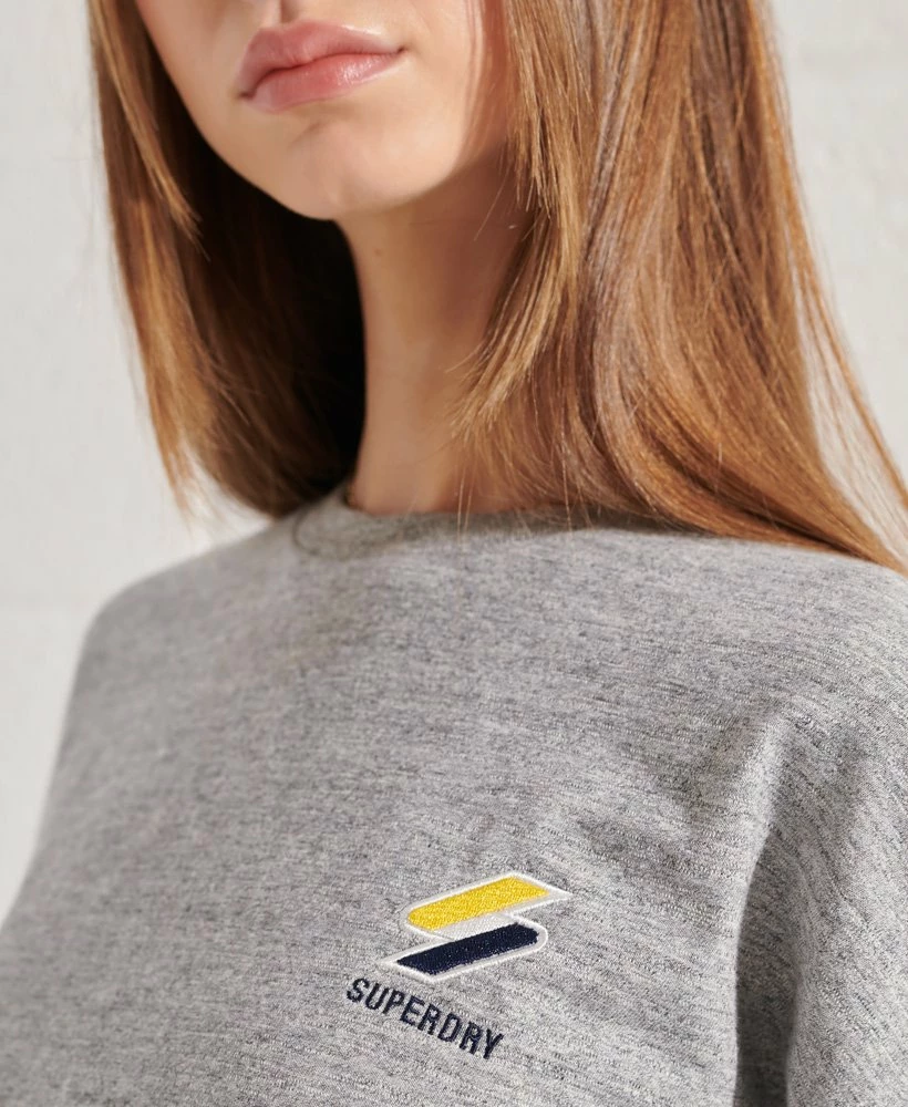 SUPERDRY Sportstyle Essential Crop Top Grey Slub Grindle 2 SUPERDRY Sportstyle Essential Crop Top Grey Slub Grindle - Image 2