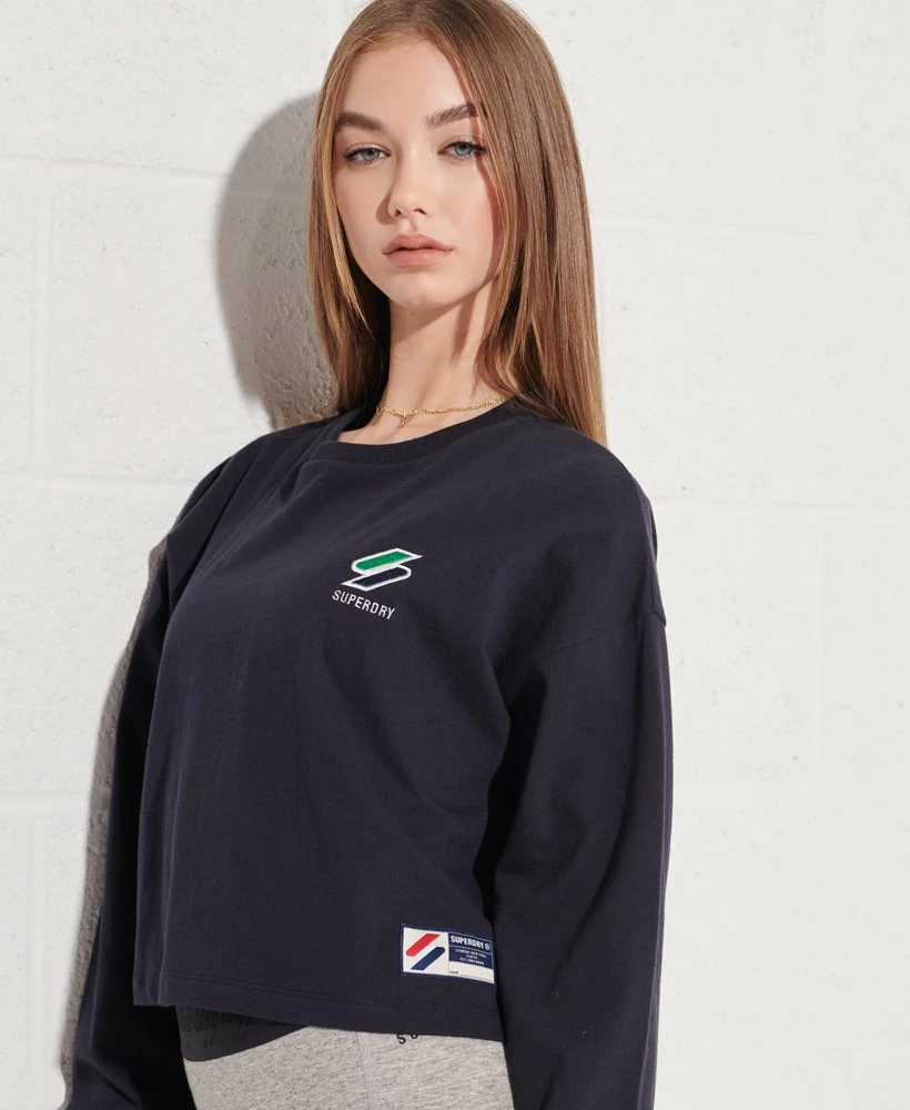 SUPERDRY Sportstyle Essential Crop Top Grey Slub Grindle 2 SUPERDRY Sportstyle Essential Crop Top Grey Slub Grindle - Image 2