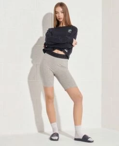SUPERDRY Sportstyle Essential Crop Top Grey Slub Grindle