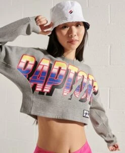 SUPERDRY Franchise Cropped Batwing Crew Sweatshirt Black -Sportswear Sales 2022 upload9223368955665783037