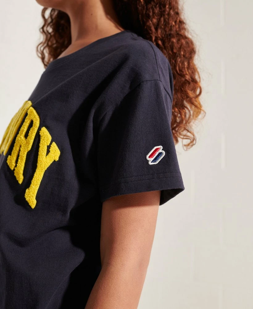 SUPERDRY Varsity Arch Boxy T-Shirt Grey Slub Grindle 4 SUPERDRY Varsity Arch Boxy T-Shirt Grey Slub Grindle - Image 4