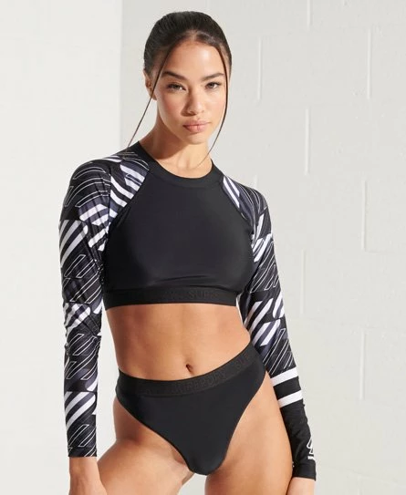 SUPERDRY Long Sleeve Crop Rashie Top Black Aop 5 SUPERDRY Long Sleeve Crop Rashie Top Black Aop - Image 5