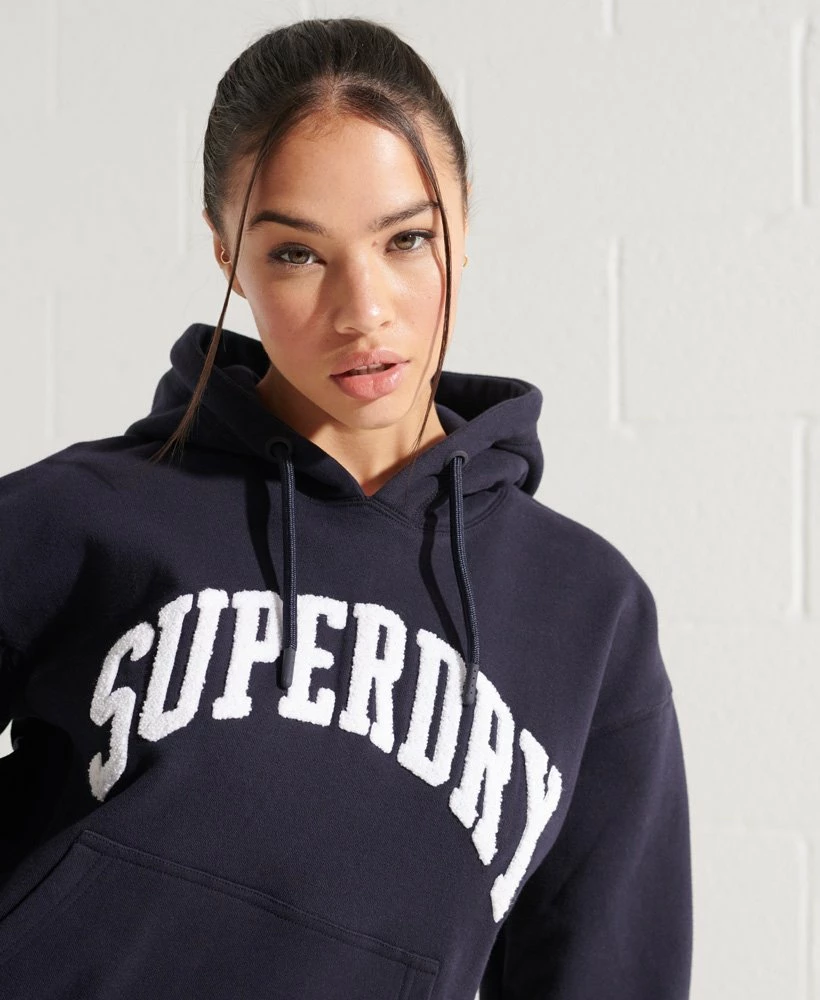 SUPERDRY Varsity Arch Mono Hoodie Ice Marl 3 SUPERDRY Varsity Arch Mono Hoodie Ice Marl - Image 3