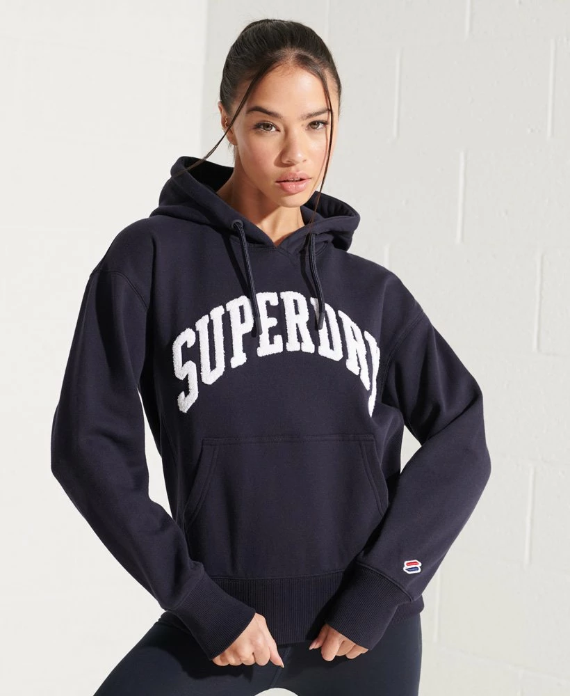 SUPERDRY Varsity Arch Mono Hoodie Ice Marl 1 SUPERDRY Varsity Arch Mono Hoodie Ice Marl