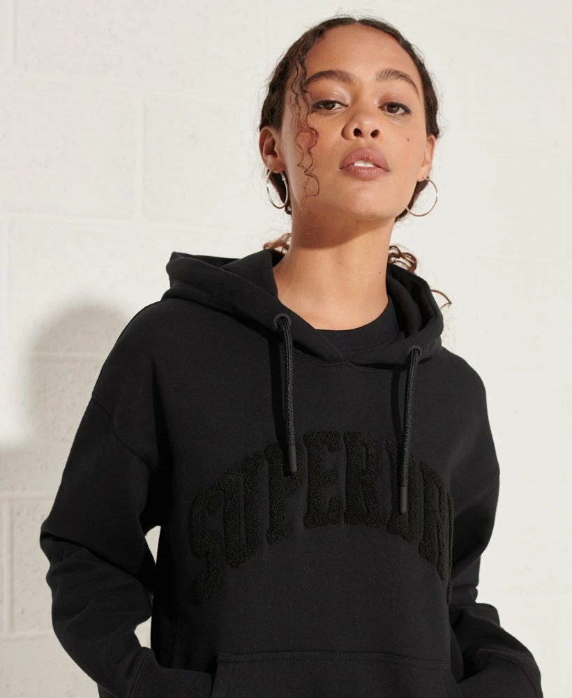 SUPERDRY Varsity Arch Mono Hoodie Ice Marl 2 SUPERDRY Varsity Arch Mono Hoodie Ice Marl - Image 2