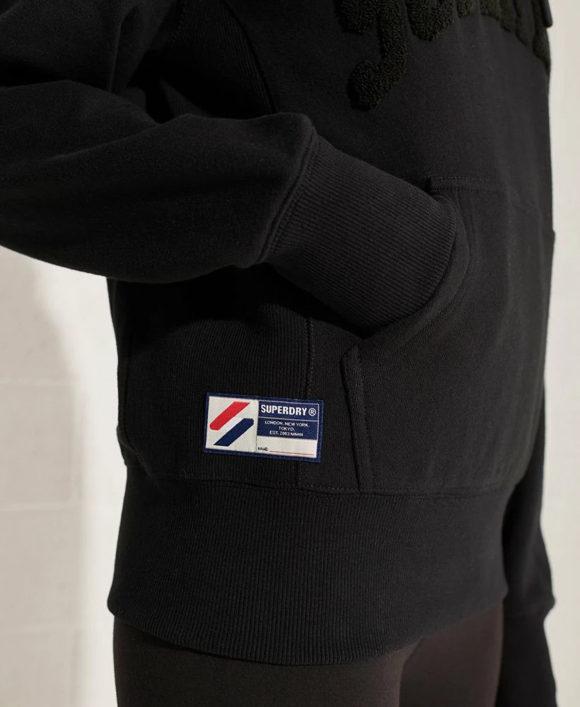 SUPERDRY Varsity Arch Mono Hoodie Ice Marl 4 SUPERDRY Varsity Arch Mono Hoodie Ice Marl - Image 4