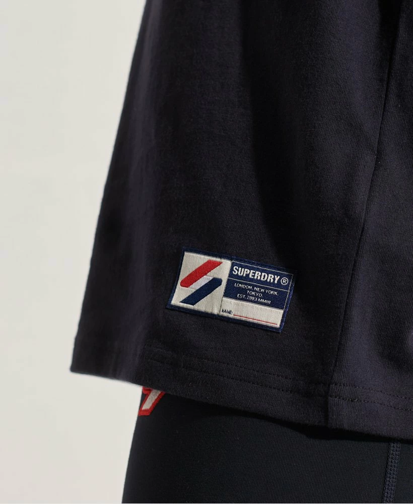 SUPERDRY Organic Cotton Sportstyle Chenille T-Shirt Deep Navy 3 SUPERDRY Organic Cotton Sportstyle Chenille T-Shirt Deep Navy - Image 3