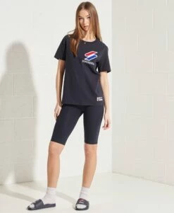 SUPERDRY Organic Cotton Sportstyle Chenille T-Shirt Deep Navy