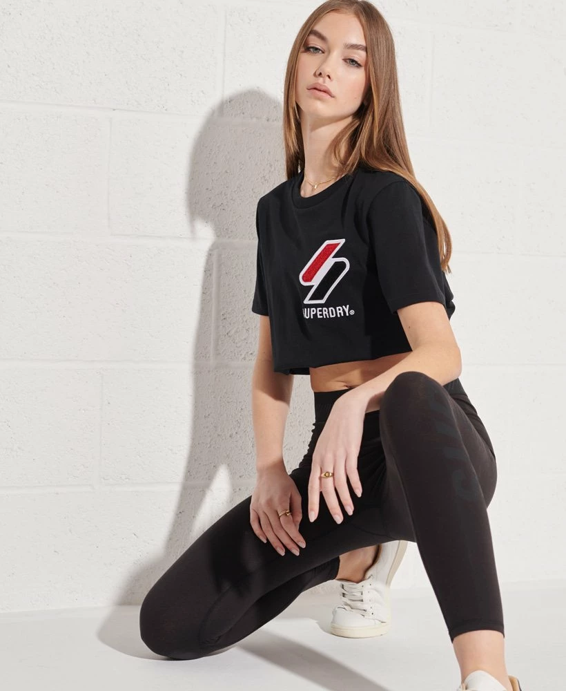 SUPERDRY Organic Cotton Sportstyle Chenille T-Shirt Ice Marl 2 SUPERDRY Organic Cotton Sportstyle Chenille T-Shirt Ice Marl - Image 2