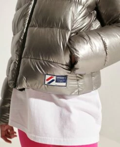 SUPERDRY Cropped Puffer Jacket Silver Metallic -Sportswear Sales 2022 upload9223368955665861630