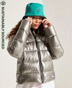 SUPERDRY Cropped Puffer Jacket Silver Metallic -Sportswear Sales 2022 upload9223368955665861635