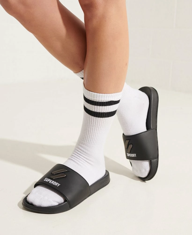 SUPERDRY Patch Pool Sliders Cantina Pink 1 SUPERDRY Patch Pool Sliders Cantina Pink