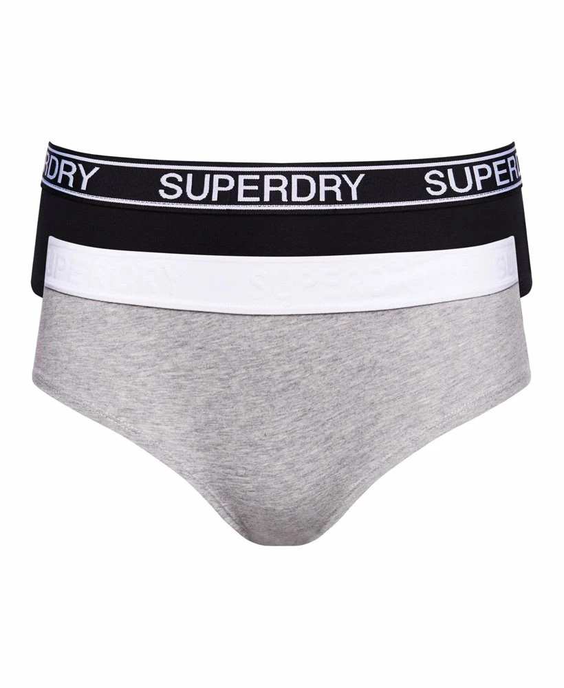 SUPERDRY Organic Cotton Grace Super Boxers Double Pack Grey Marl/black Stripe 3 SUPERDRY Organic Cotton Grace Super Boxers Double Pack Grey Marl/black Stripe - Image 3