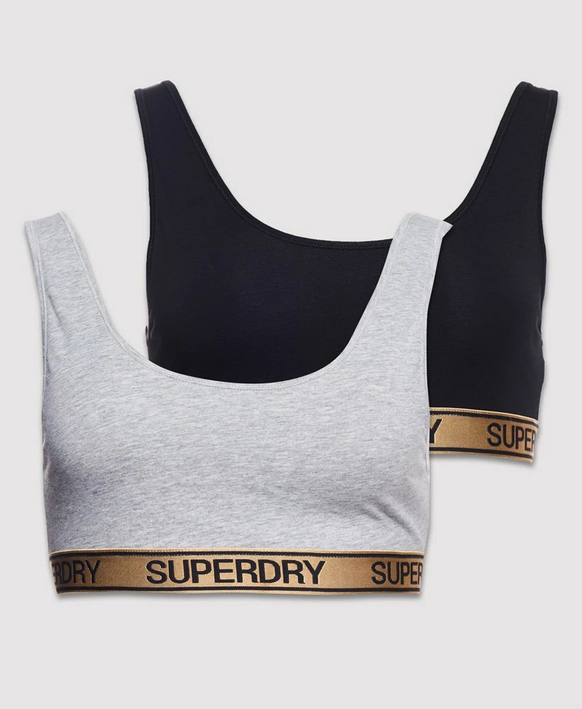 SUPERDRY Organic Cotton Grace Super Bralette Double Pack Black/grey Marl 3 SUPERDRY Organic Cotton Grace Super Bralette Double Pack Black/grey Marl - Image 3