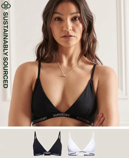 SUPERDRY Organic Cotton Harper Triangle Bralette 2 Pack Pale Pink/grey 8 SUPERDRY Organic Cotton Harper Triangle Bralette 2 Pack Pale Pink/grey - Image 8