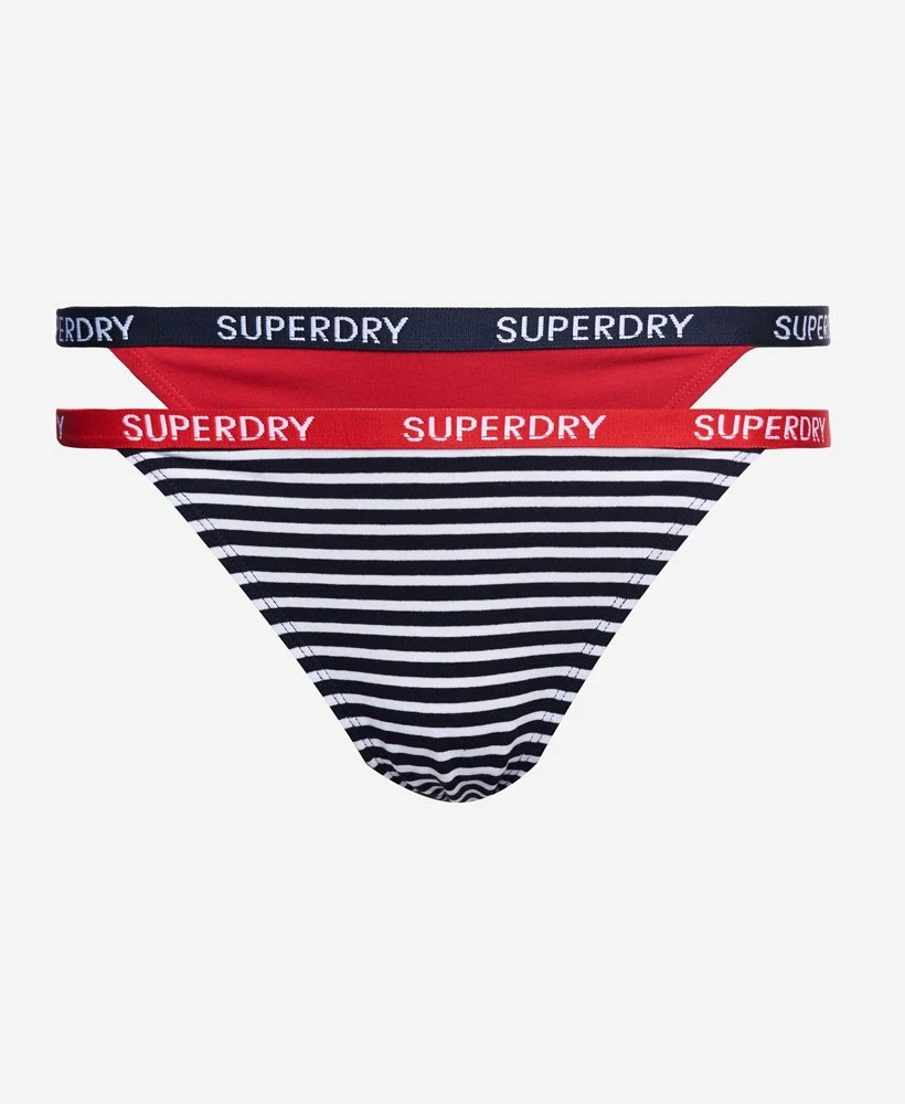 SUPERDRY Organic Cotton Harper High Waist Briefs 2 Pack Rouge Red/downhill Navy Stripe 3 SUPERDRY Organic Cotton Harper High Waist Briefs 2 Pack Rouge Red/downhill Navy Stripe - Image 3