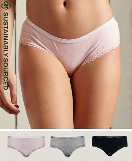 SUPERDRY Organic Cotton Lace Trim Briefs 3 Pack Chalky Pink/grenadine/eclipse Navy 11 SUPERDRY Organic Cotton Lace Trim Briefs 3 Pack Chalky Pink/grenadine/eclipse Navy - Image 11