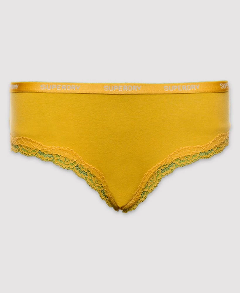 SUPERDRY Organic Cotton Lace Trim Briefs 3 Pack Pigment Yellow/aruba Aqua/black 5 SUPERDRY Organic Cotton Lace Trim Briefs 3 Pack Pigment Yellow/aruba Aqua/black - Image 5