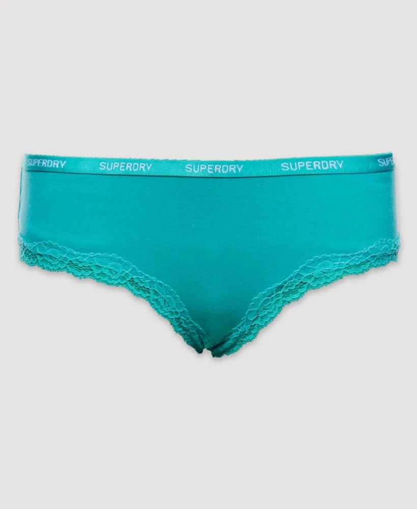 SUPERDRY Organic Cotton Lace Trim Briefs 3 Pack Pigment Yellow/aruba Aqua/black 4 SUPERDRY Organic Cotton Lace Trim Briefs 3 Pack Pigment Yellow/aruba Aqua/black - Image 4