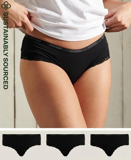 SUPERDRY Organic Cotton Lace Trim Briefs 3 Pack Chalky Pink/mid Marl/eclipse Navy 6 SUPERDRY Organic Cotton Lace Trim Briefs 3 Pack Chalky Pink/mid Marl/eclipse Navy - Image 6