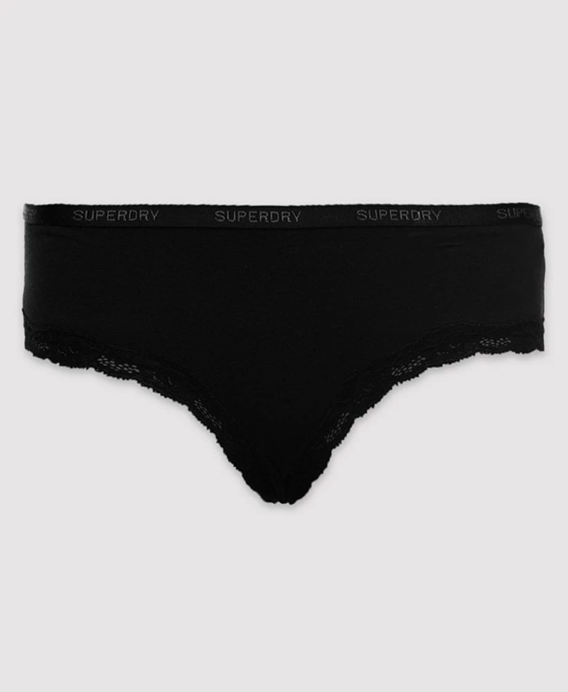 SUPERDRY Organic Cotton Lace Trim Briefs 3 Pack Black Multipack 4 SUPERDRY Organic Cotton Lace Trim Briefs 3 Pack Black Multipack - Image 4
