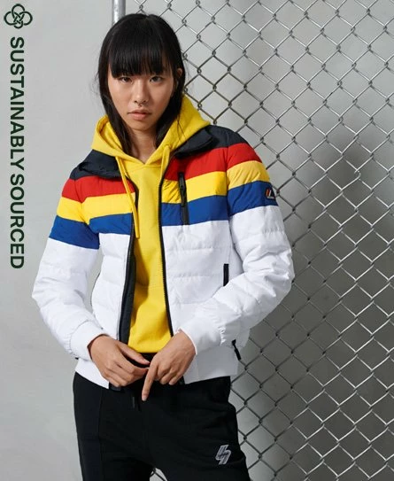 SUPERDRY Colourblock Fuji Bomber Jacket White 4 SUPERDRY Colourblock Fuji Bomber Jacket White - Image 4
