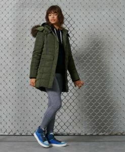 SUPERDRY Longline Glacier Parka Coat Eclipse Navy