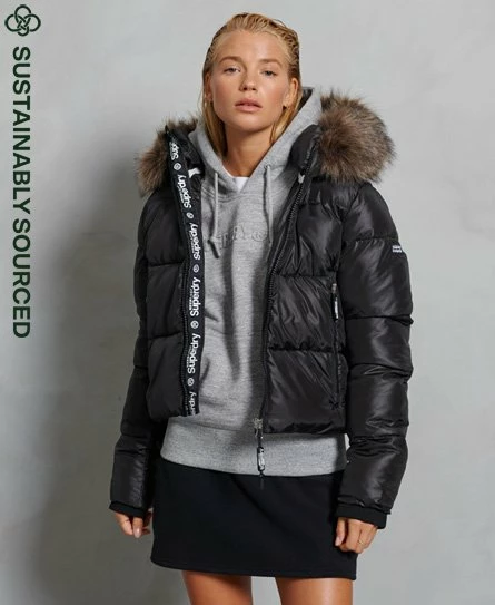 SUPERDRY Sport Puffer Borg Crop Jacket Black 6 SUPERDRY Sport Puffer Borg Crop Jacket Black - Image 6