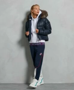 SUPERDRY Sport Puffer Borg Crop Jacket Eclipse Navy