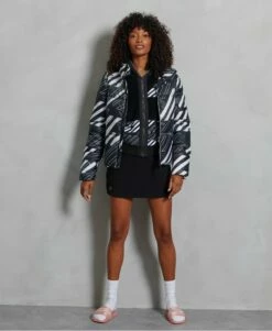 SUPERDRY Sportstyle Statement Puffer Jacket Black Aop