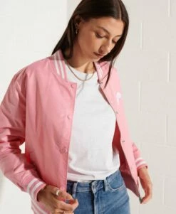 SUPERDRY Classic Varsity Baseball Jacket Montauk Blush -Sportswear Sales 2022 upload9223368955665912591