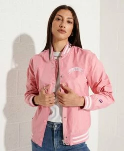 SUPERDRY Classic Varsity Baseball Jacket Montauk Blush -Sportswear Sales 2022 upload9223368955665912600