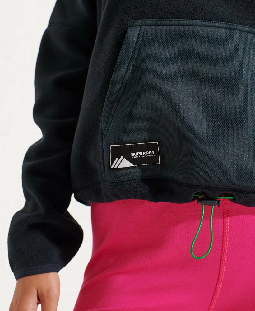 SUPERDRY Mountain Fleece Crop Hoodie Black 4 SUPERDRY Mountain Fleece Crop Hoodie Black - Image 4