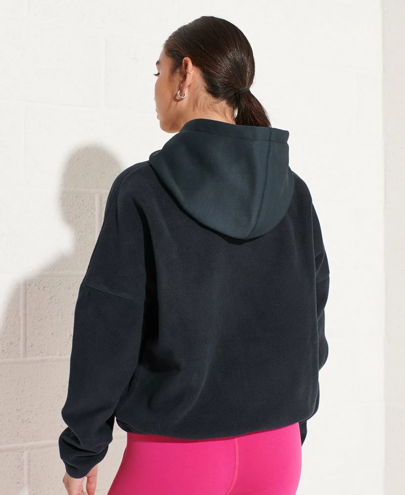 SUPERDRY Mountain Fleece Crop Hoodie Black 2 SUPERDRY Mountain Fleece Crop Hoodie Black - Image 2