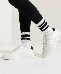 SUPERDRY Vegan Court Tennis Trainers White/risk Red