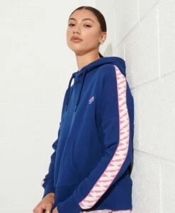 SUPERDRY Code Logo Tape Crop Hoodie Ice Marl