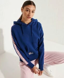 SUPERDRY Code Logo Tape Crop Hoodie Supermarine Navy -Sportswear Sales 2022 upload9223368955665915392 3