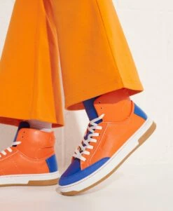 SUPERDRY Vegan Basket Sport High Top Trainers Denver Orange/blue