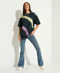 SUPERDRY Unisex Tie Dye T-Shirt Mid Blue/indigo
