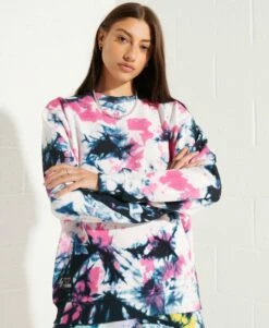 SUPERDRY Unisex Tie Dye Crew Sweatshirt Pool Green/black