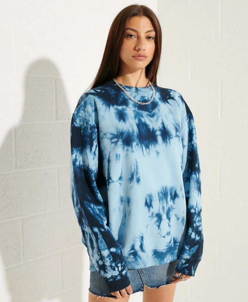 SUPERDRY Unisex Tie Dye Crew Sweatshirt Mid Blue/indigo 2 SUPERDRY Unisex Tie Dye Crew Sweatshirt Mid Blue/indigo - Image 2